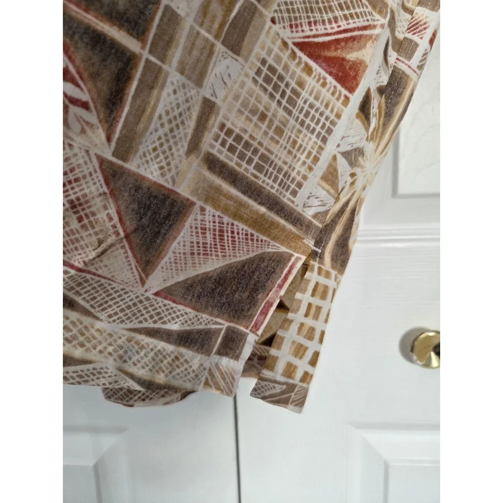 Cooke Street Honolulu Button Down Shirt Tribal Hawaiian Shirt Mens 2XL Tan Brown